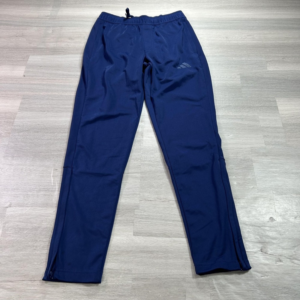 Adidas Track Pants Mens Small Blue Knit Zip Hem Elastic Waist Athletic KD3686